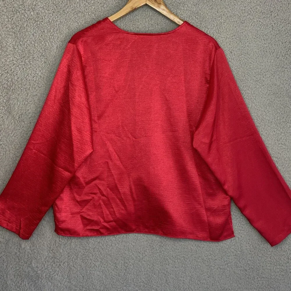 Vintage Victoria’s Secret Gold Label Red Pajama Set L/S Satin Pants Sz Large